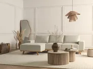 Divano angolare 3 posti NORA Tessuto Beige chiaro Lato destro_940963