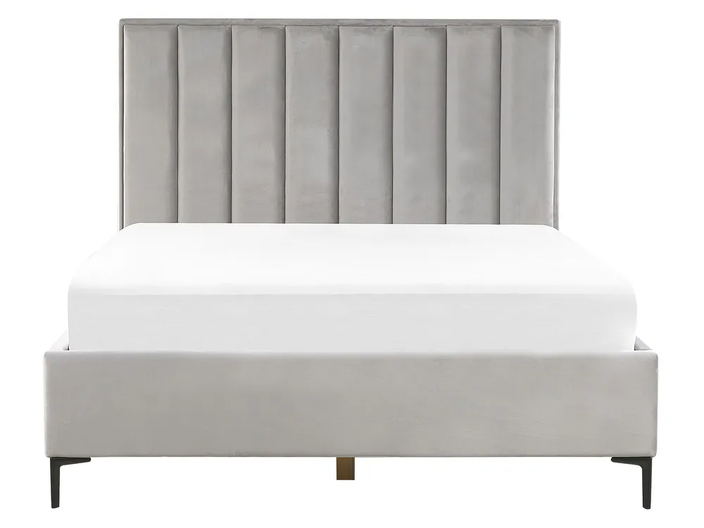 Ottoman Bed SEZANNE Velvet Light Grey 160 x 200 cm (EU King Size)_795502