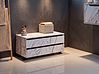 Armadietto da bagno TERESINA 80 cm con ruote Marmo bianco