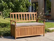 Garden Bench with Cushion SOVANA 120 cm with Storage Acacia Wood Beige_1110049