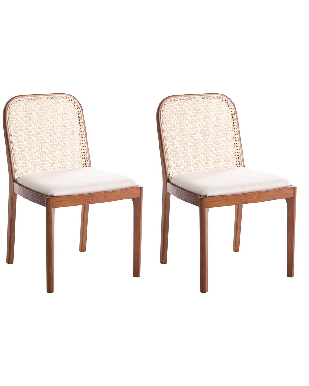 Esszimmerstuhl 2er Set EDINA Stoff Braun / Beige
