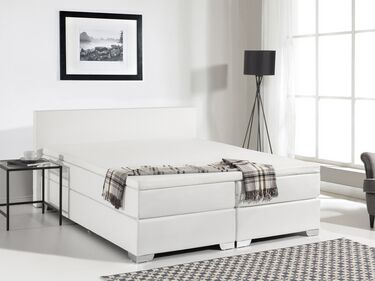 Faux Leather EU Super King Size Divan Bed White PRESIDENT