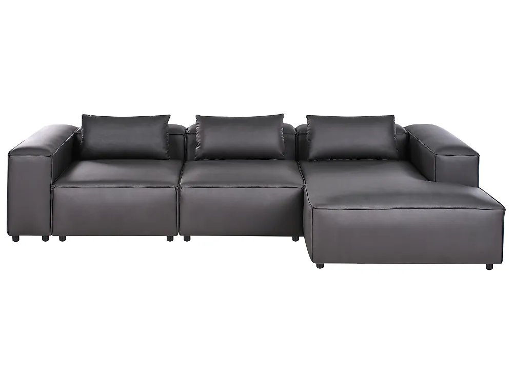 Modular Corner Sofa 5 Seater UNSTAD Faux Leather Black Left Hand ...