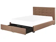Bed with Storage Drawers LA ROCHELLE Fabric Brown 180 x 200 cm (EU Super King)_833023