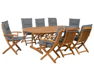 Garden Dining Set 8 Seater MAUI with Cushions Acacia Wood Grey_743959