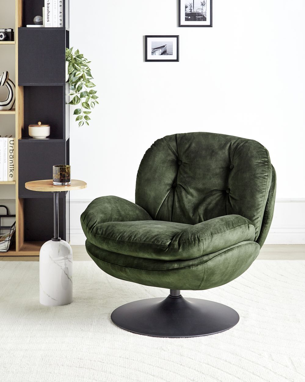 Poltrona girevole NOLVIK Velluto Verde scuro