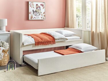 Boucle EU Single Trundle Bed Light Beige TROYES