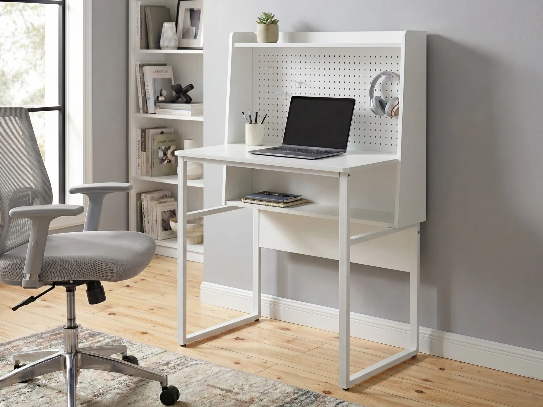 Biurko z nadstawką BUXTON 84 cm 48 cm Biały_1054026