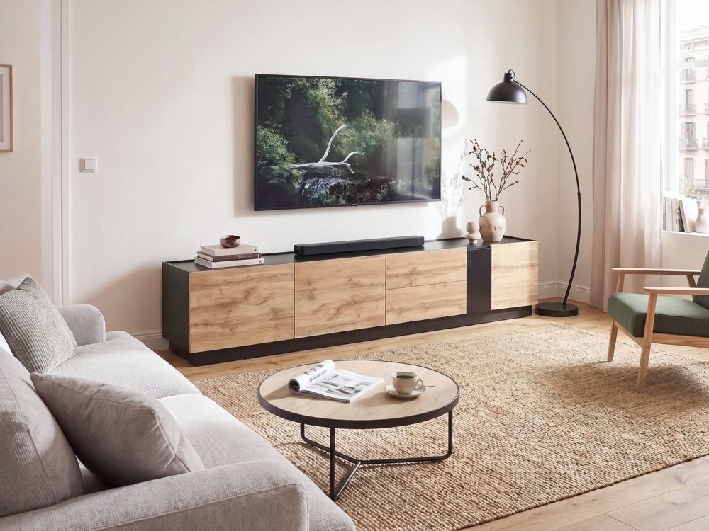 TV-meubel CLONCURRY Lichtbruin/zwart