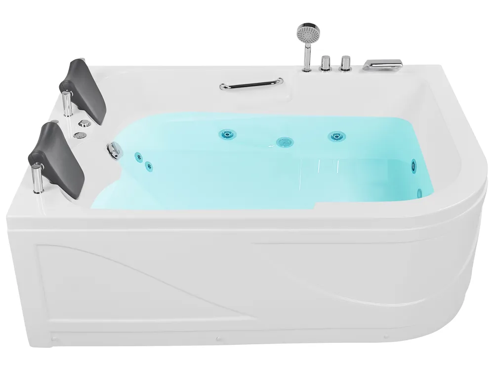 Corner Hot Tub with LED BAYAMO Right Hand 1700 x 1200 mm White