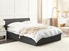Łóżko z pojemnikiem tapicerowane 140 x 200 cm szary ORBEY_906925