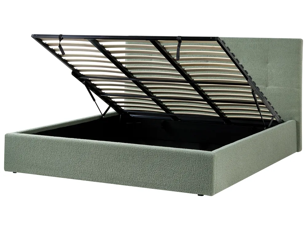 Ottoman Bed LORIENT Boucle Green 180 x 200 cm (EU Super King)_1040326