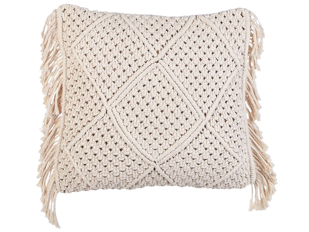 Set di 2 cuscini BESHAM 45 x 45 cm Cotone Beige chiaro Trama geometrica_904589