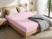Fitted Sheet JANBU 200 x 200 cm Cotton Pastel Pink_1185261