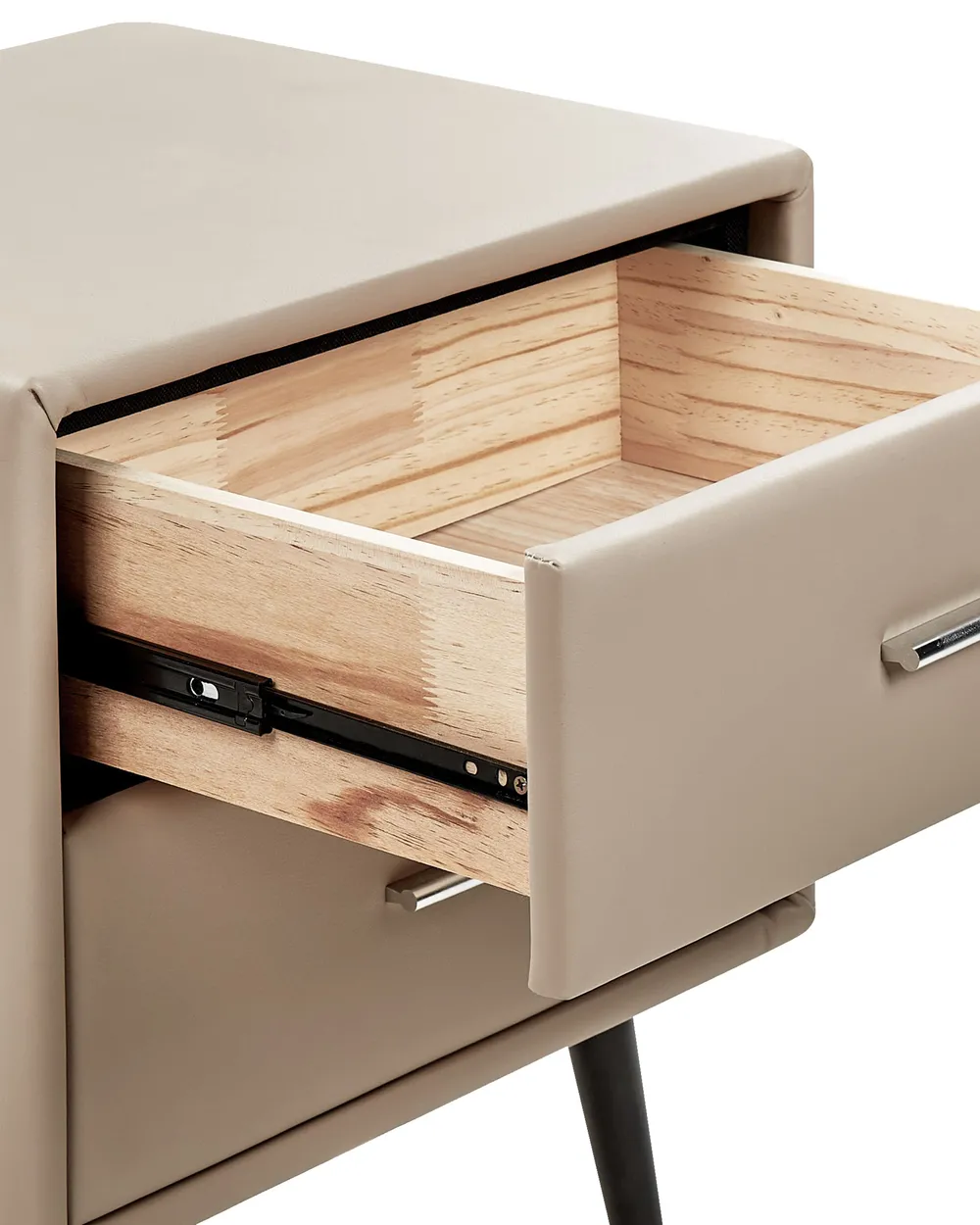 2 Drawer Bedside Table ESSONNE Faux Leather Beige_789006