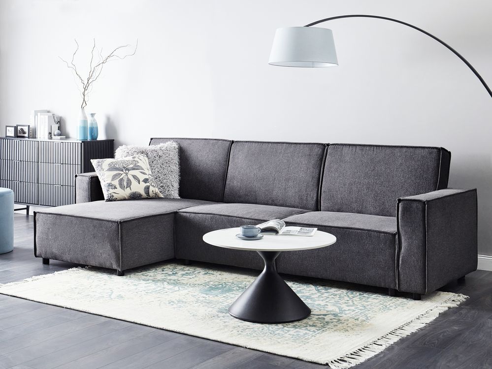 Eckschlafsofa ROMEDAL II Stoff Graphitgrau rechtsseitig