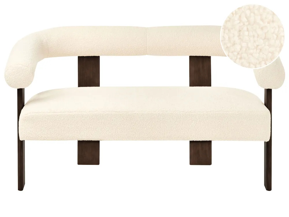 Sofa dla 2 osób ILBRO Boucle Złamana biel/ ciemny brąz