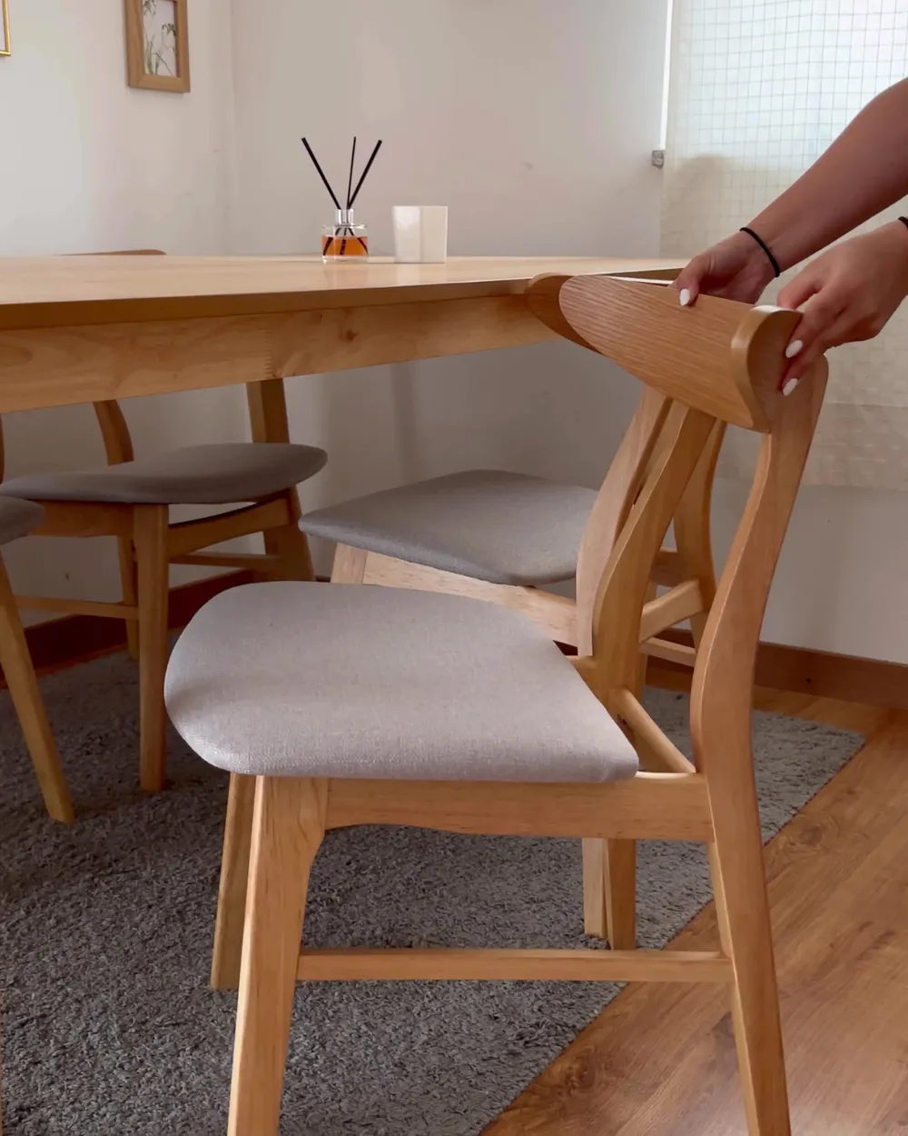 Set of 2 Dining Chairs LYNN Wood Light Brown/ Grey_921485