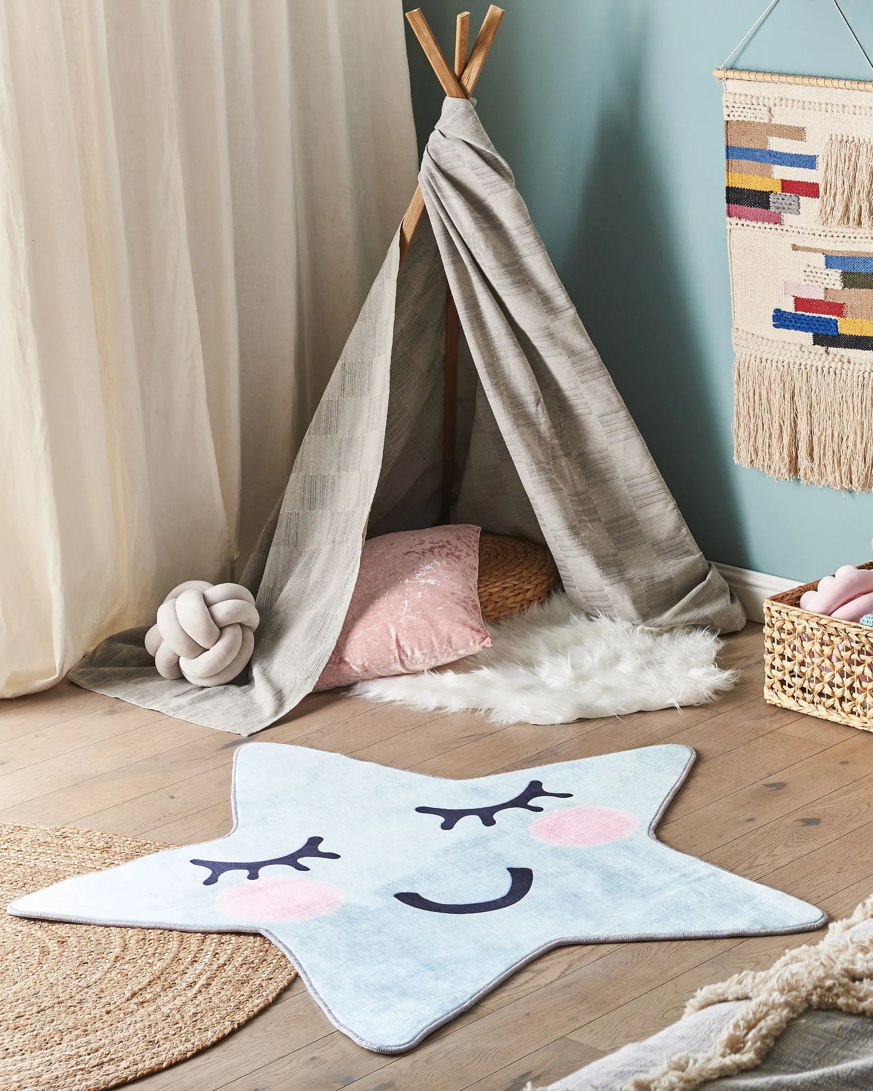Tappeto per bambini SIRIUS Azzurro 120 x 120 cm_831557