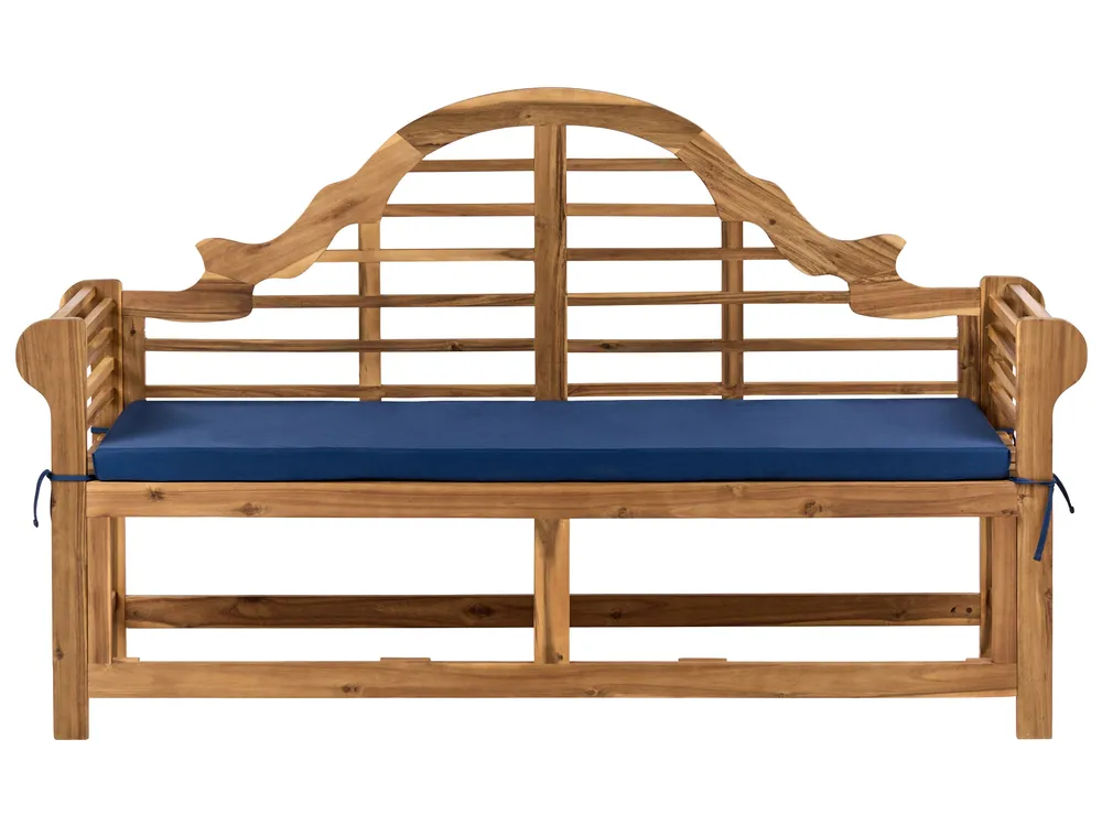 Garden Bench with Cushion MARLBORO 180 cm Acacia Wood Blue