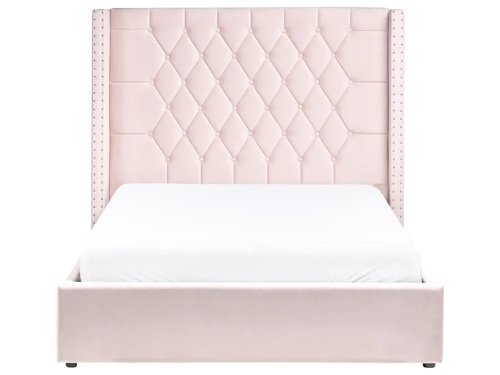 Letto contenitore LUBBON Velluto Rosa pastello 140 x 200 cm_833868