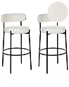 Set of 2 Bar Chairs ALLISON Boucle White