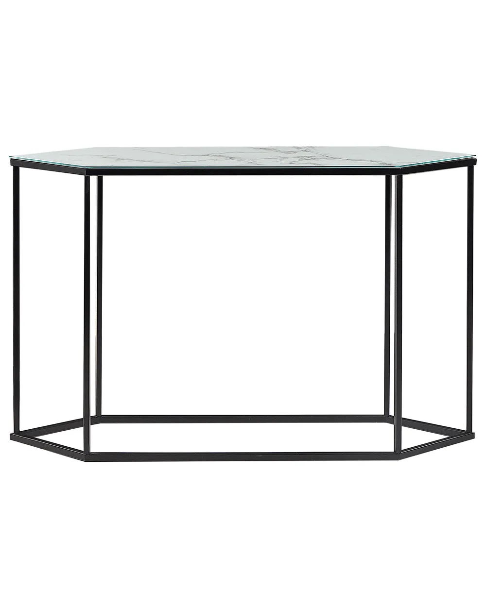 Console Table PERRIN Tempered Glass Marble/ Black_823484