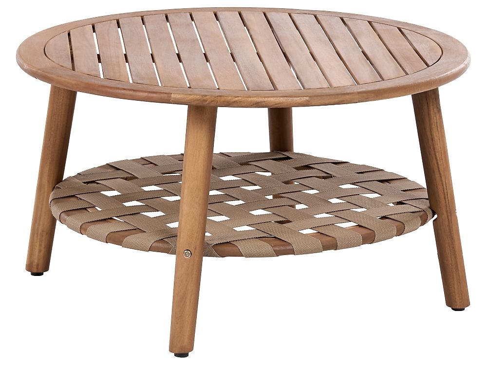 Garden Coffee Table with Shelf MILZANO 80 cm 80 cm Acacia Wood Brown
