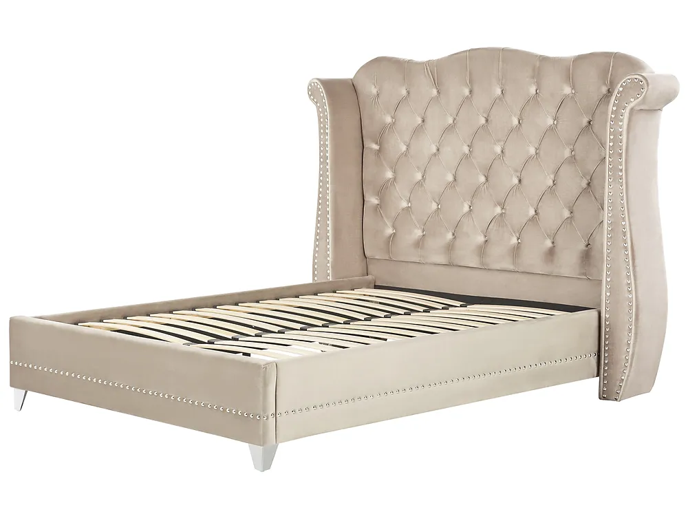 Letto Velluto AYETTE 160 x 200 cm Beige_832227