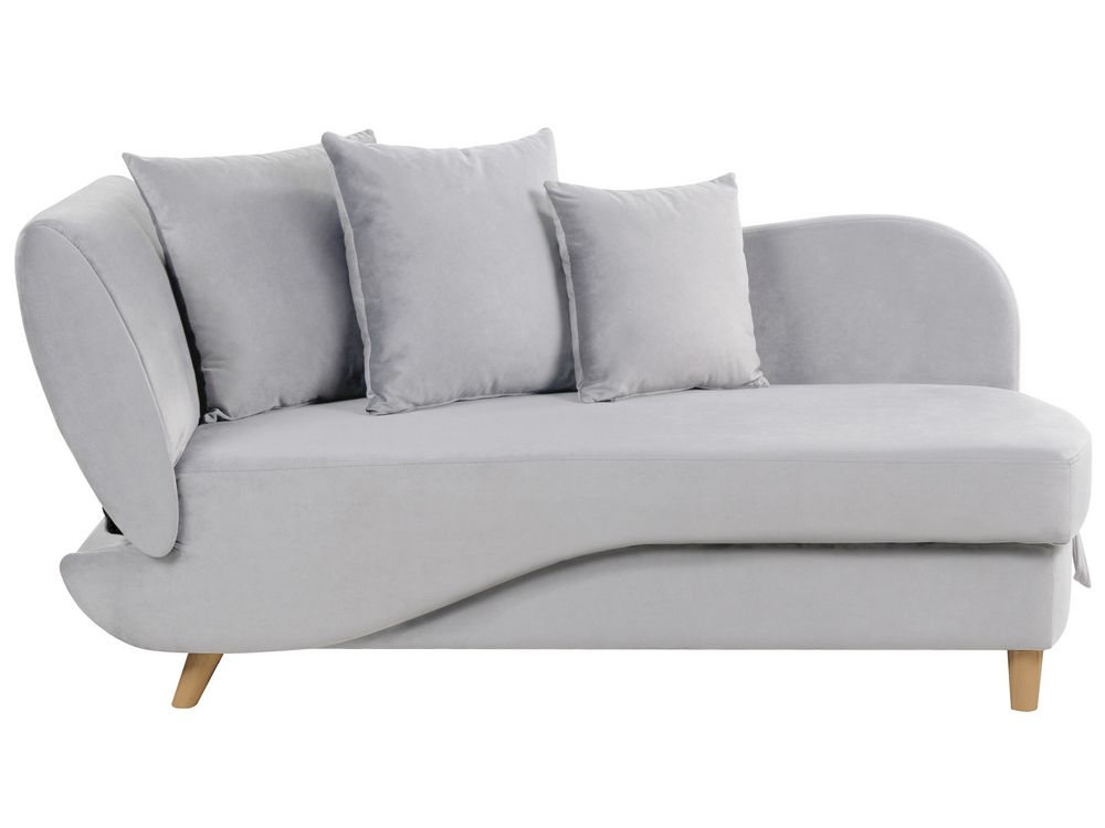 Chaise longue côté gauche MERI avec rangement Velours Gris clair