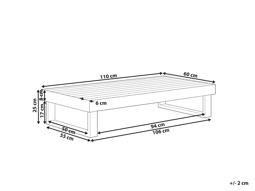 Tavolino da giardino MARETTIMO 60 cm 110 cm Legno di acacia certificato Marrone chiaro_1154137