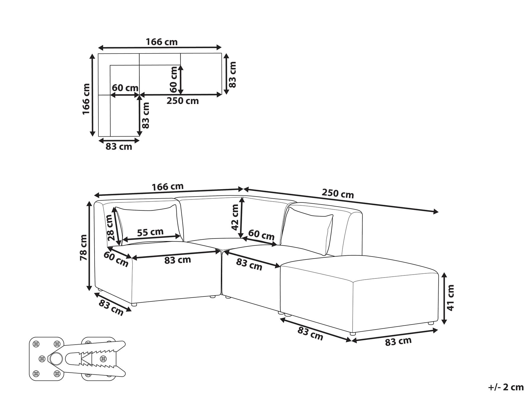 Right Hand 3 Seater Modular Jumbo Cord Corner Sofa with Ottoman Off White LEMVIG_875843