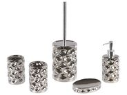 Relaxdays Badezimmer Set 5-teilig – Edelstahl Poliert, Inkl. WC-Bürste, Seifenspender & Zahnbecher