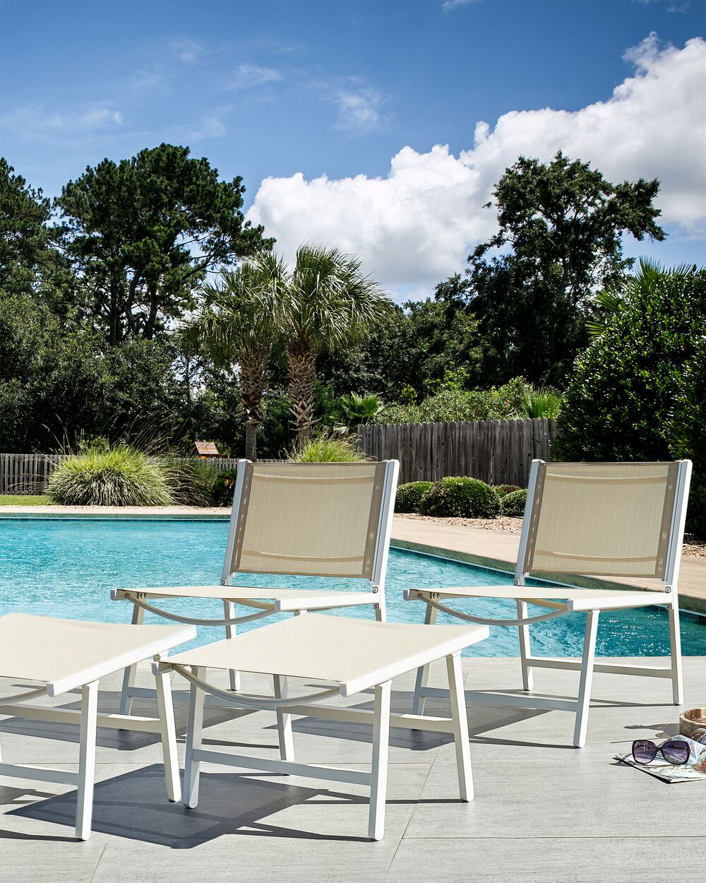 Lot de 2 chaises de jardin MARCEDDI Métal Blanc/beige