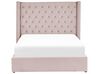 Zamatová posteľ s úložným priestorom 140 x 200 cm ružová LUBBON_833868