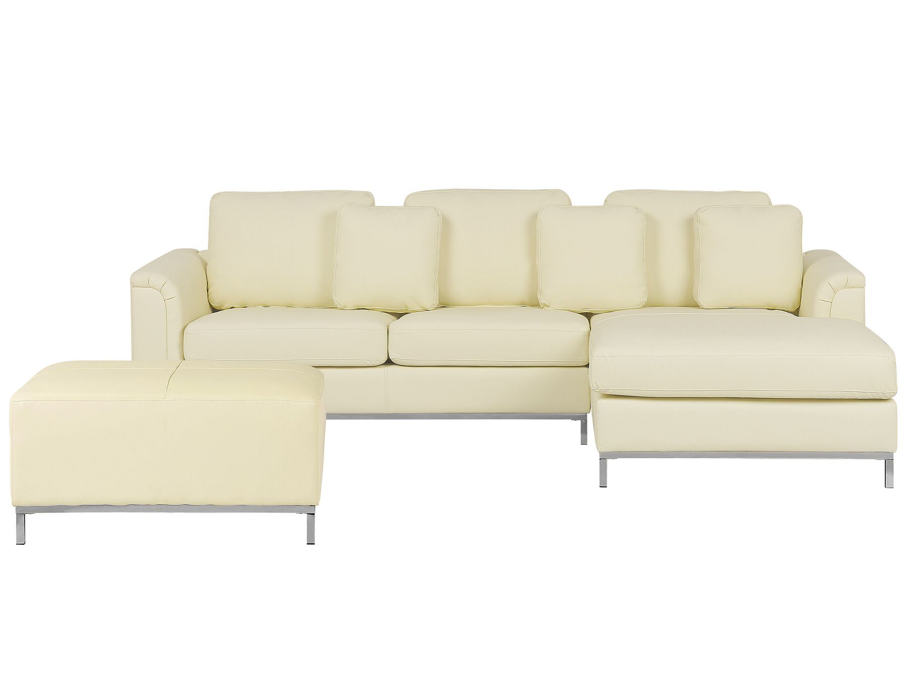 Left Hand Leather Corner Sofa with Ottoman Beige OSLO_103673