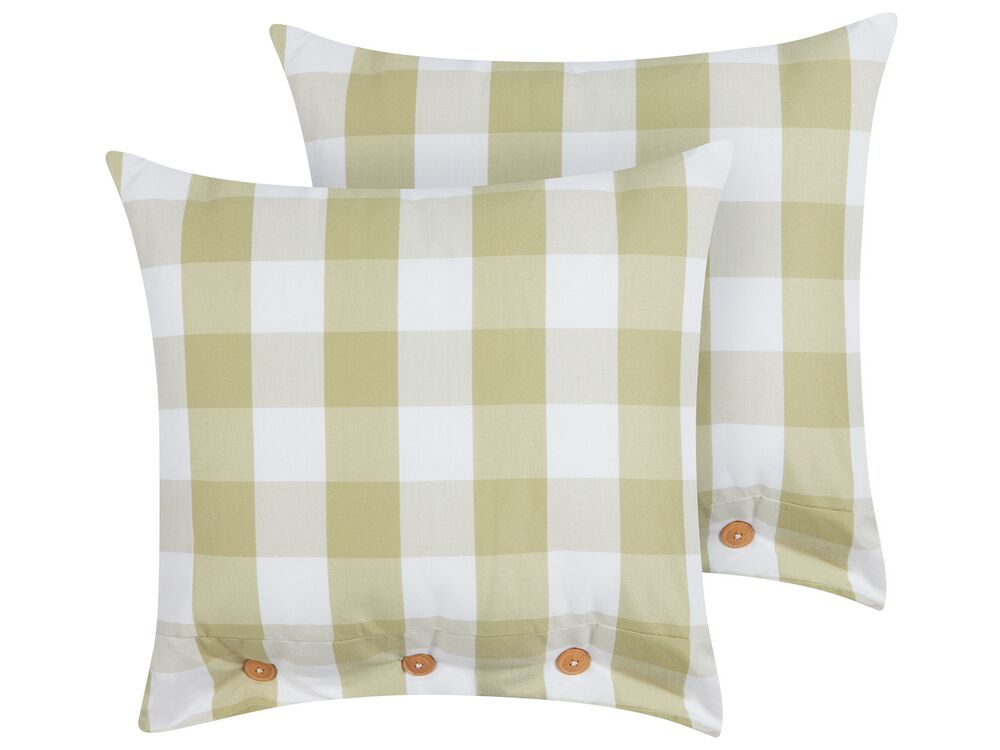 Set of 2 Cushions Checked 45 x 45 cm Green TAMNINE Beliani