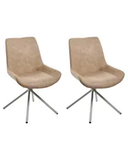 Set di 2 sedie da pranzo HAILEY Scamosciato sintetico Beige_1077945