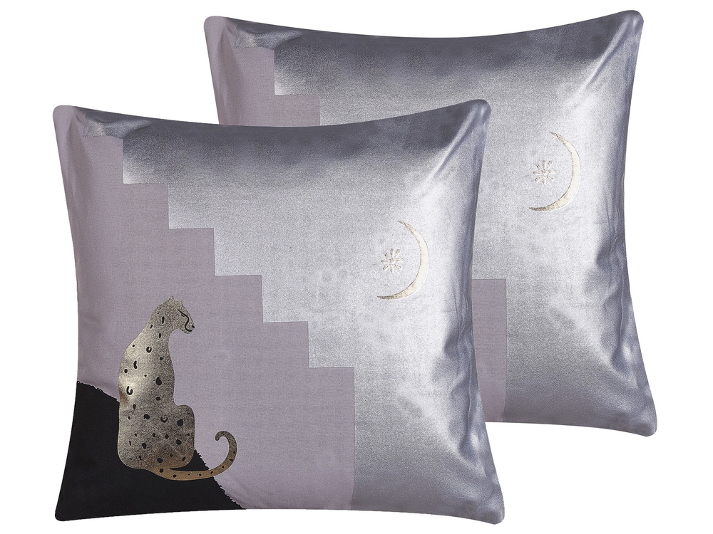 Set of 2 Cotton Cushions Cheetah Motif 45 x 45 cm Multicolour DIGITALIS Beliani