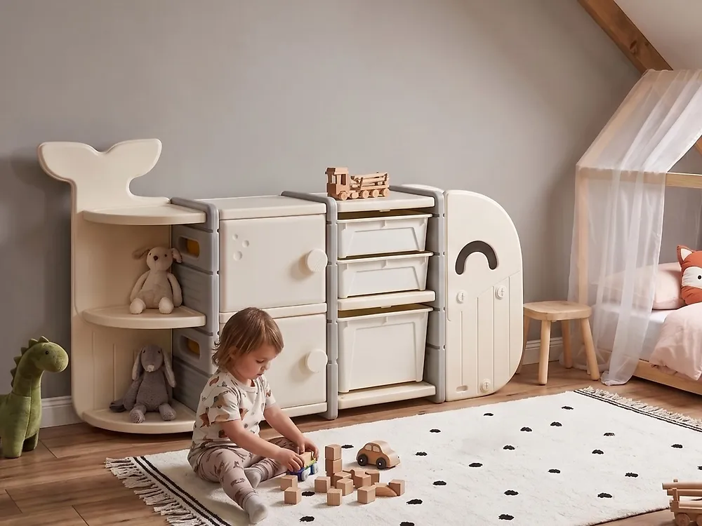 Játéktároló rendszerező WHALAN Bálna 83 cm Bézs