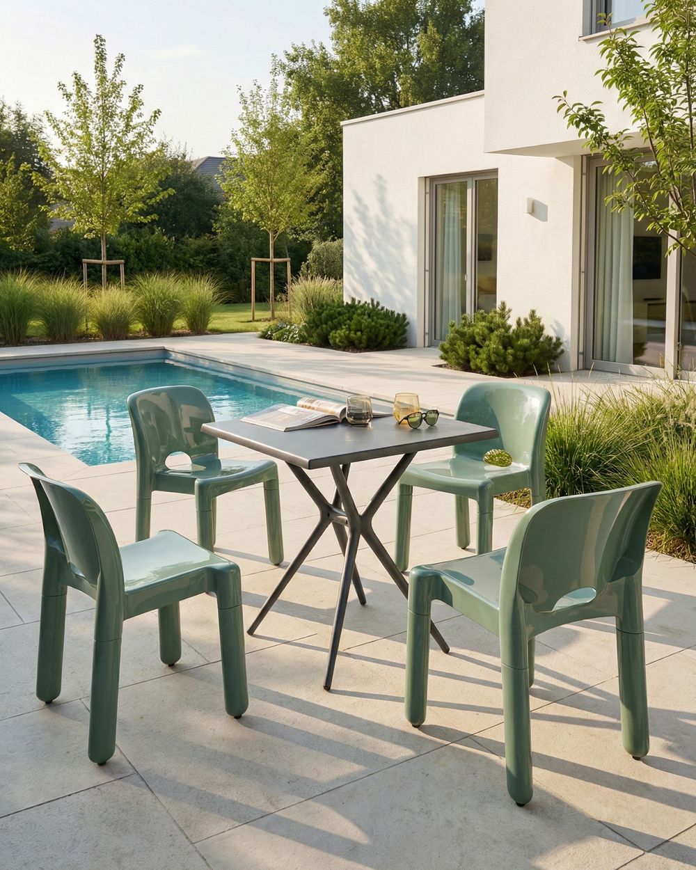 Set of 4 Garden Chairs BETIM Green