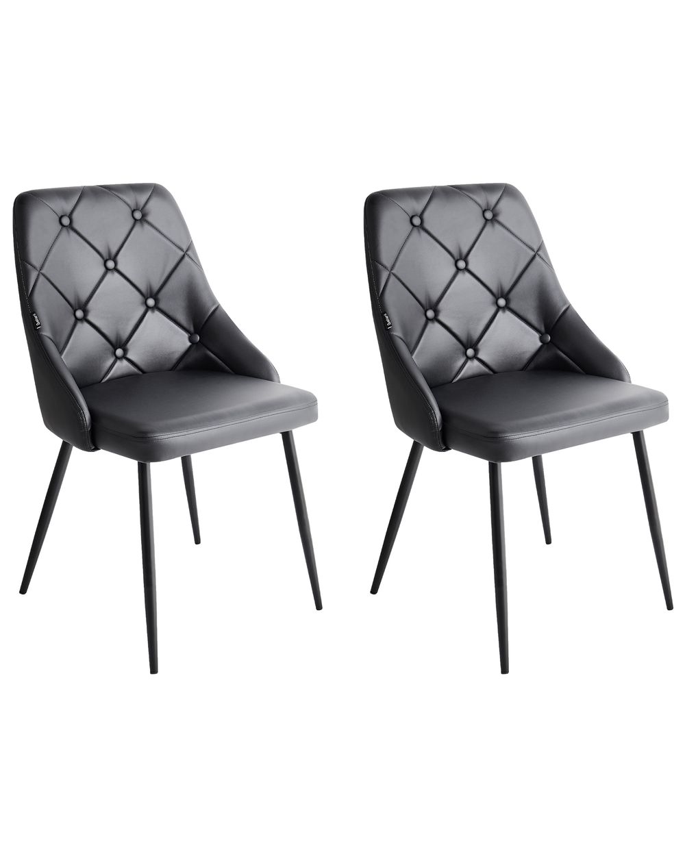 Set of 2 Dining Chairs VALERIE Faux Leather Black Beliani