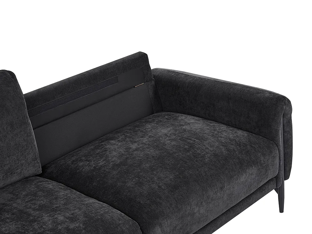 Sofa 3-Sitzer SKARO Chenillegewebe Schwarz_1156713