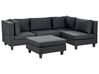 4 Seater Left Hand Modular Fabric Corner Sofa with Ottoman Black UNSTAD_924756