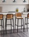 Set of 4 Bar Chairs Beige and Black PLOSE_935415