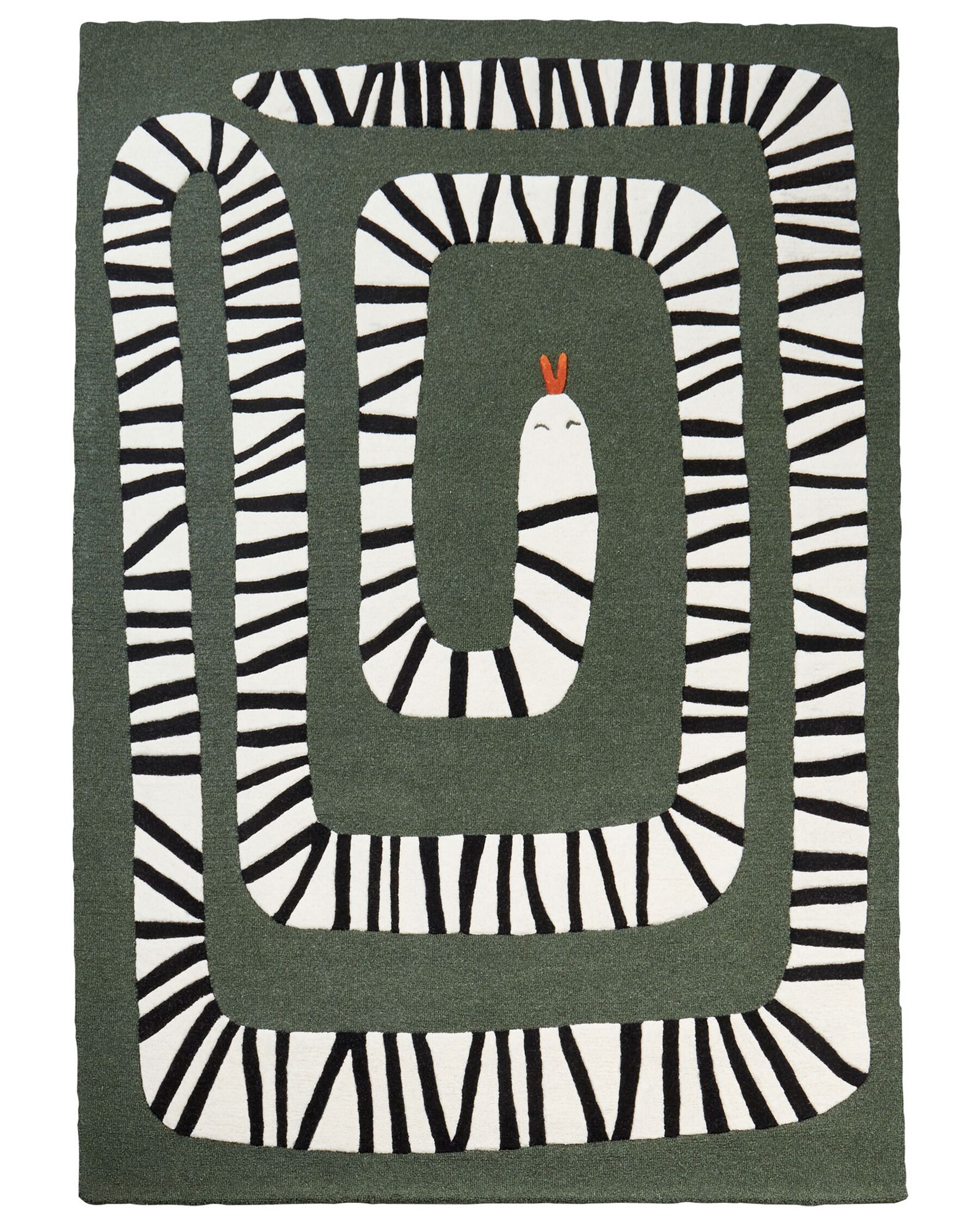 Tapete com motivo de cobra em lã verde 160 x 230 cm OKAPI_909618
