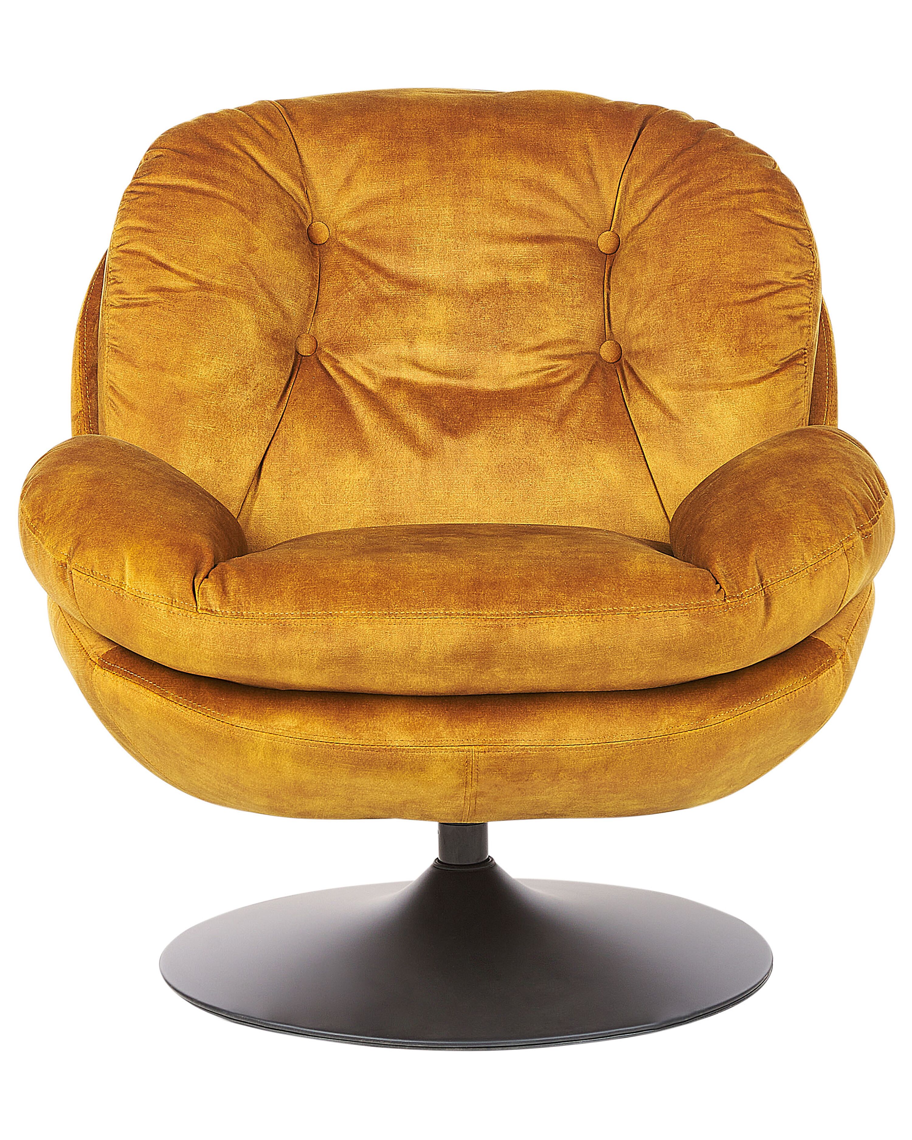 Fauteuil Pivotant NOLVIK Velours Moutarde Beliani fr fauteuil-pivotant-nolvik-velours-moutarde-beliani-fr