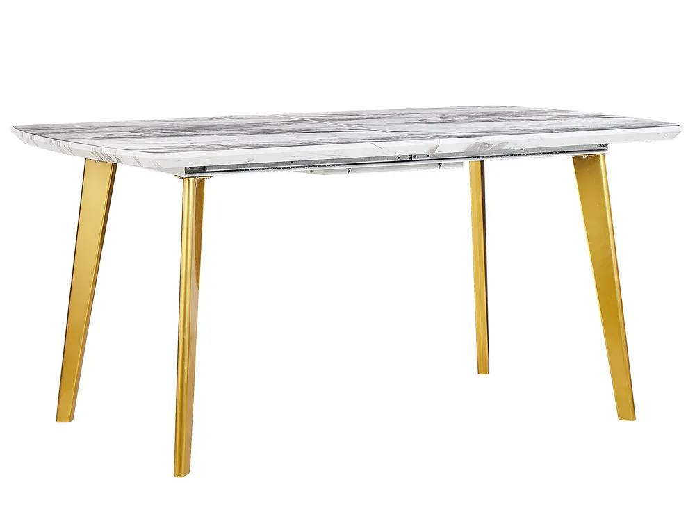 Tavolo da pranzo allungabile per 4-6 persone 180x80cm in MDF con gambe in metallo dorato Tavolo da pranzo allungabile per 4-6 persone 180x80cm in MDF con gambe in metallo dorato