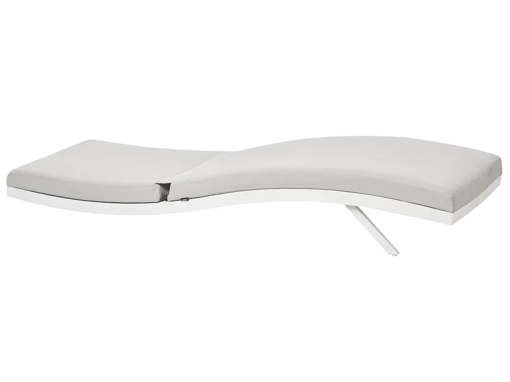 Set of 2 Sun Loungers with Cushions AMELIA Reclining Metal Light Grey_1027379