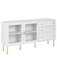 Glass Display Sideboard MILORA 160 cm White_979546